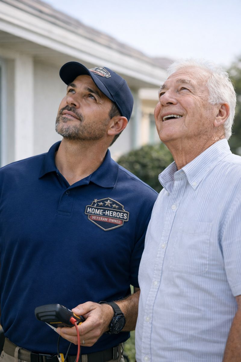 Home-Heroes SCC technician talking with a senior homeowner