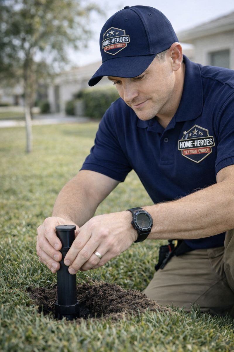 Technician repairing a sprinkler system