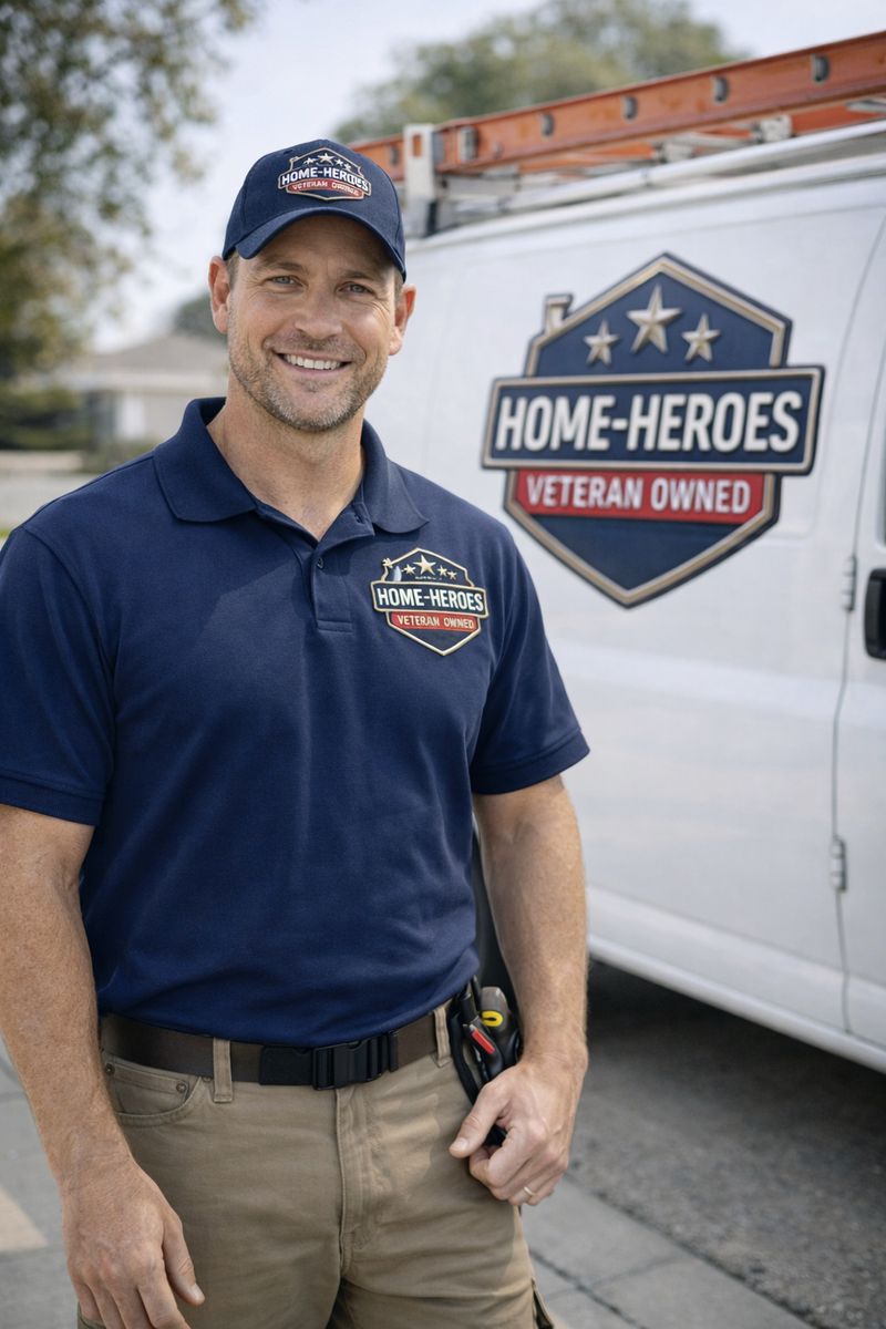 Home-Heroes SCC technician standing in front of the branded service van